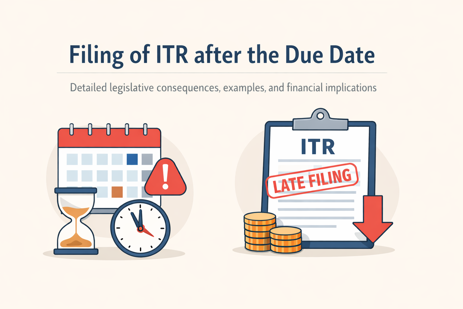 Filing of ITR after the Due date: Detailed legislative consequences, examples, and financial implications